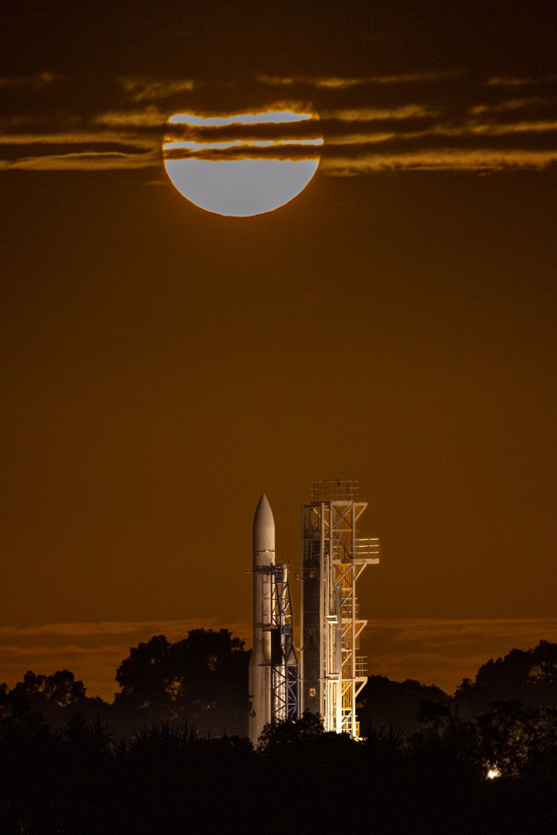 Gilmour skyrocket on launching tower under moon