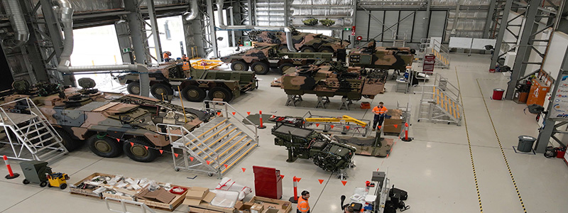 An ADF facility with military vehicles being created.