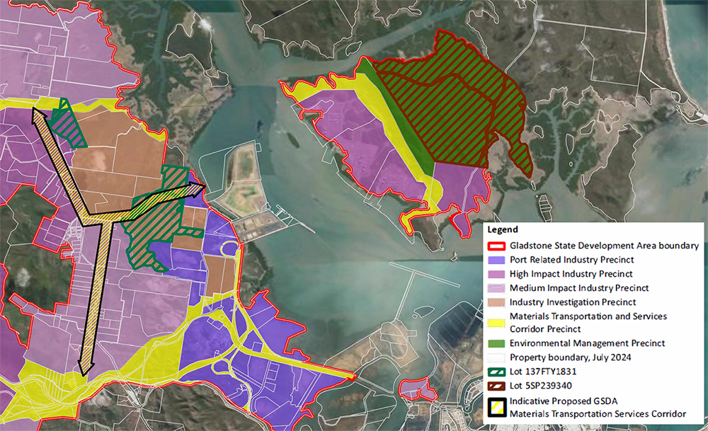 A map and legend highlighting which parts of Gladstone will be a part of the strategy.